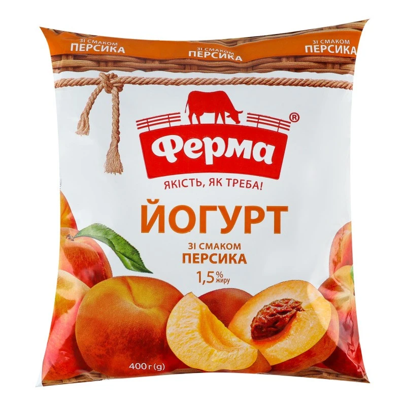 Йогурт 1.5% Персик Ферма, 400 г
