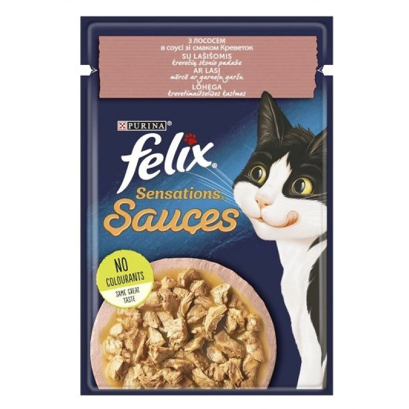 Корм для котов с лососем в соусе со вкусом креветок Sauces Sensations Felix, 85 г