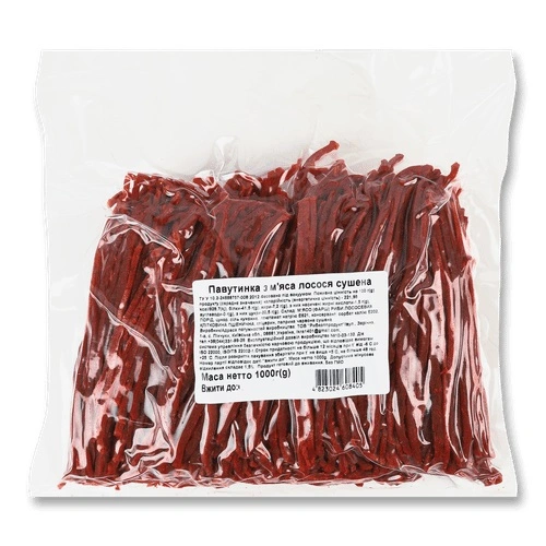 Паутинка из мяса лосося сушеная 100% Ікорно, 100г