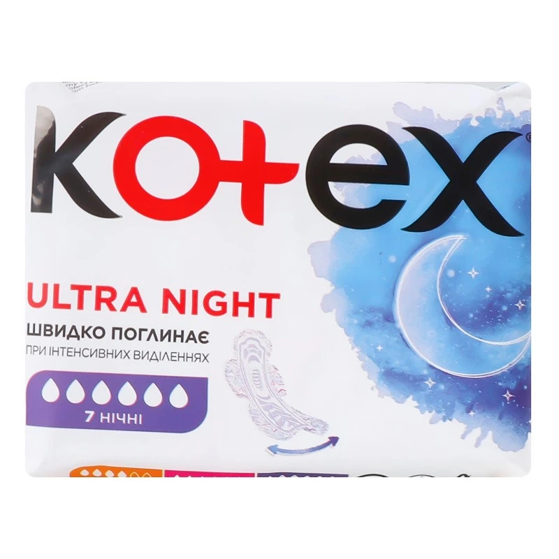 Прокладки гигиенические Ultra Night Kotex, 7 шт/уп.