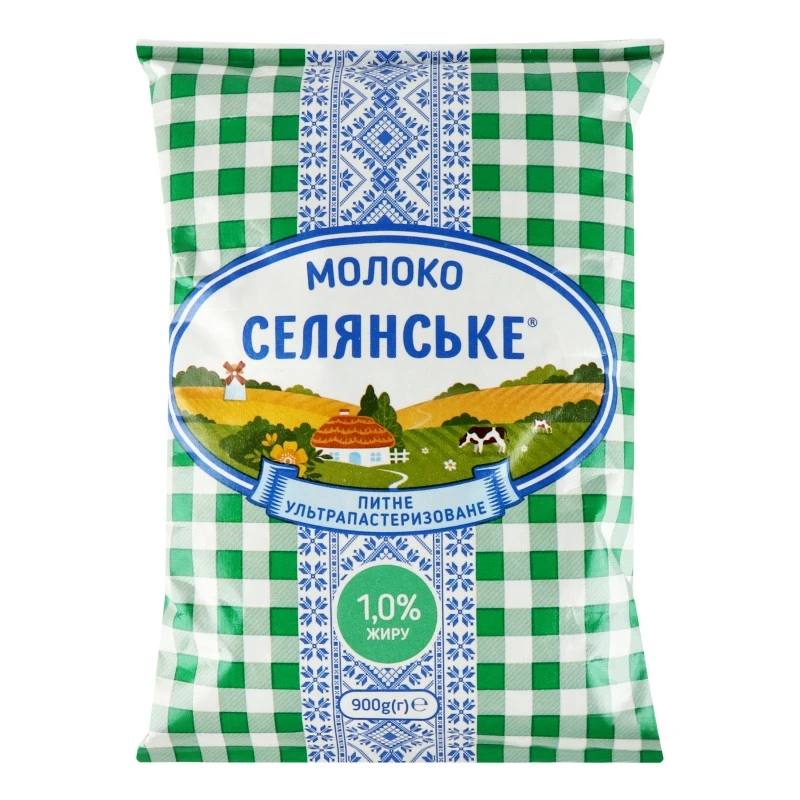 Молоко 1% ультрапастеризованное Селянське, 900 г