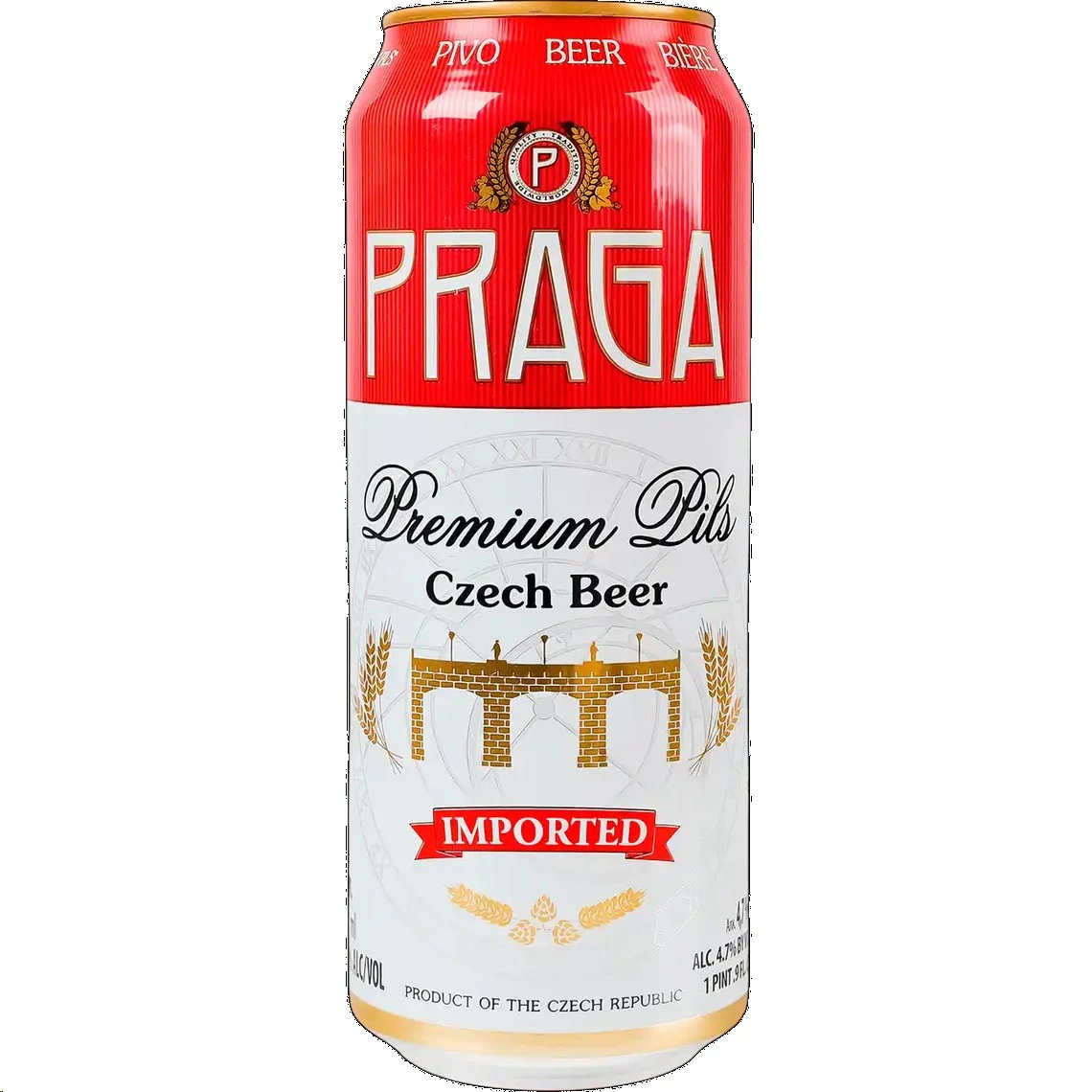 Пиво 4.7% светлое фильтрованное солодовое пастеризованное Premium Pils ж/б Praga, 0.5л