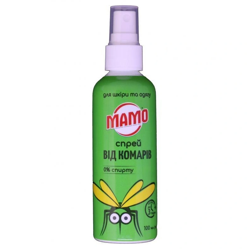 Спрей от комаров безспиртовой для кожи и одежды Мамо, 100 мл