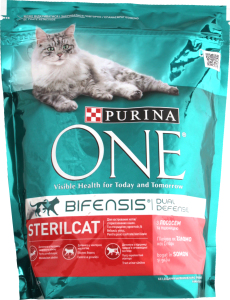 Корм для  стерилизованных котов One Purina, с лососем, 800г