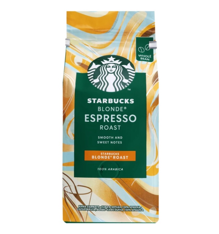 Кофе натуральный жареный в зернах Espresso Roast Blonde Starbucks, 200г