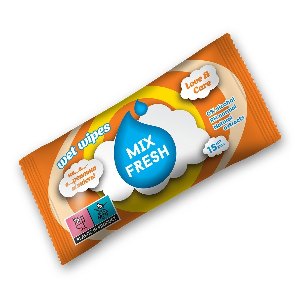 Влажные салфетки Дыня Mix Fresh, 15 шт/уп.