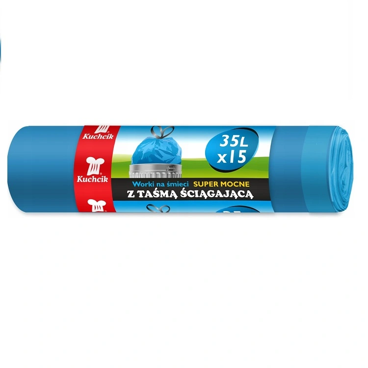 Пакеты для мусора с затяжками сверхпрочные 35 л Kuchik, 15 шт/уп.