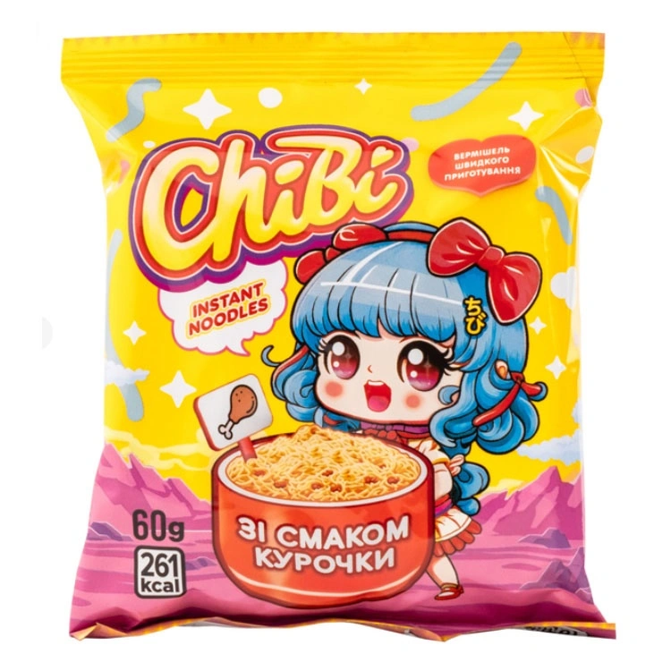 Вермишель быстрого приготовления со вкусом курицы, негостра ChiBi, 60 г