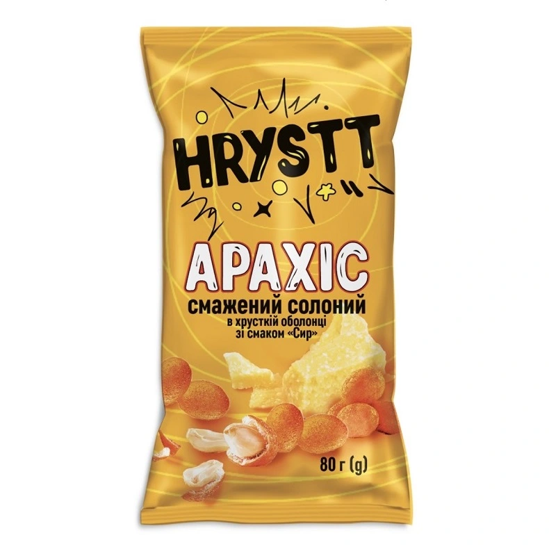 Кранч-Арахис жареный соленый в хрустящей оболочке со вкусом сыра Hrystt, 80 г