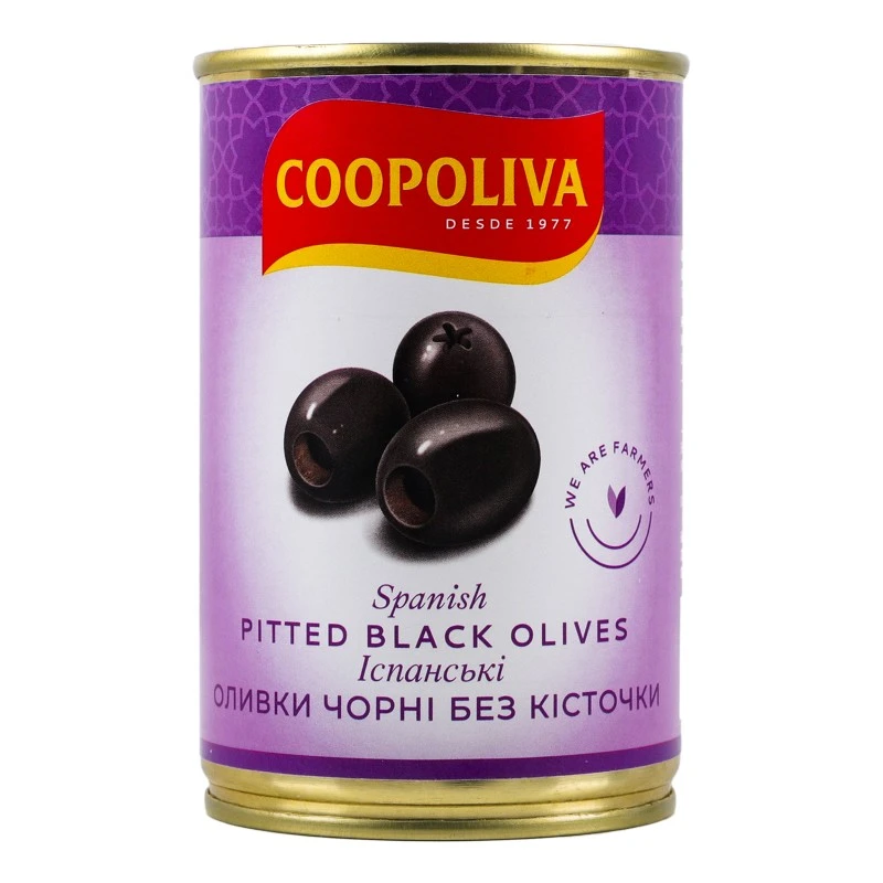 Маслины черные без косточки Coopoliva, 314 мл