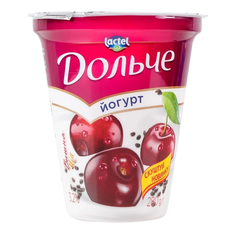 Йогурт 3.2% с наполнителем вишня-чиа Дольче, 280 г