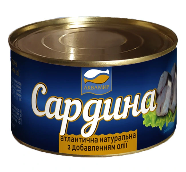 Консервированная сардина атлантическая натуральная в масле Аквамир, 230 г