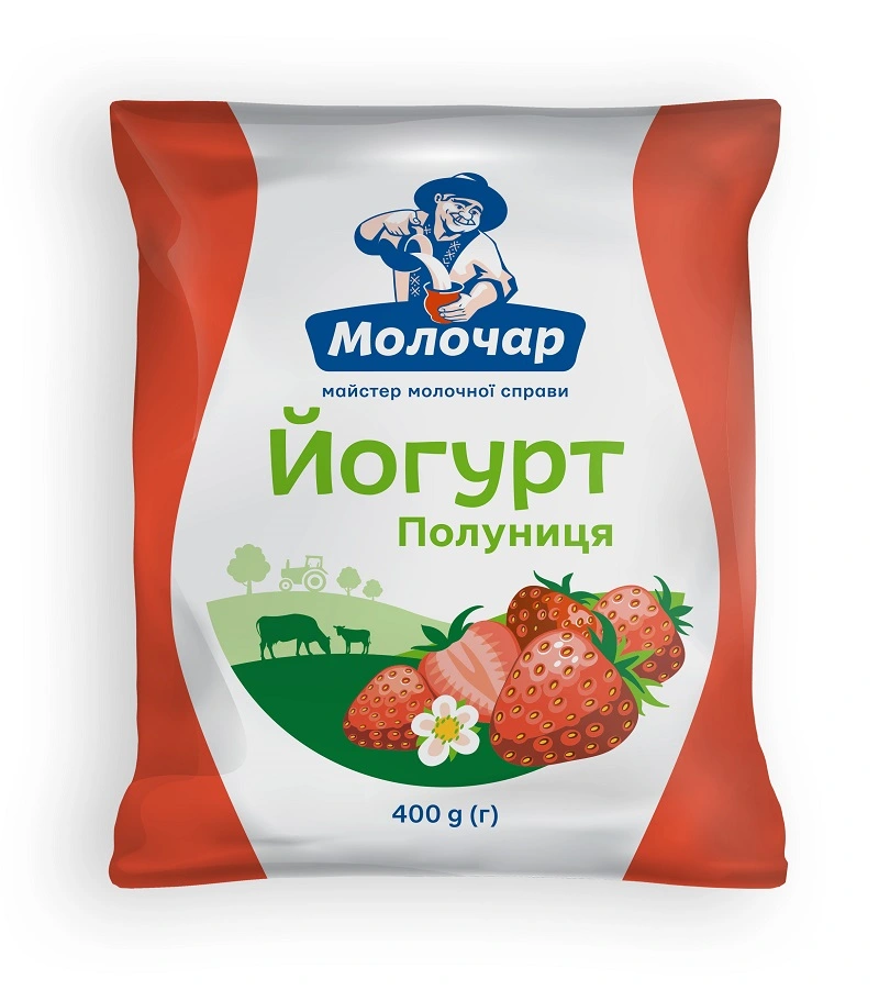 Йогурт 1% Клубника Молочар, 400 г