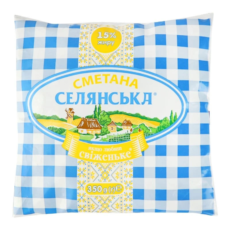 Сметана 15% Селянська, 350 г