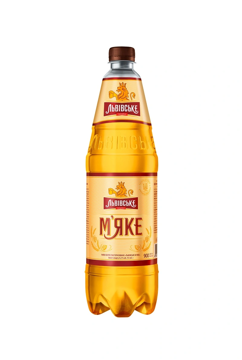 Пиво светлое Мягкое Львовское, 0.9 л