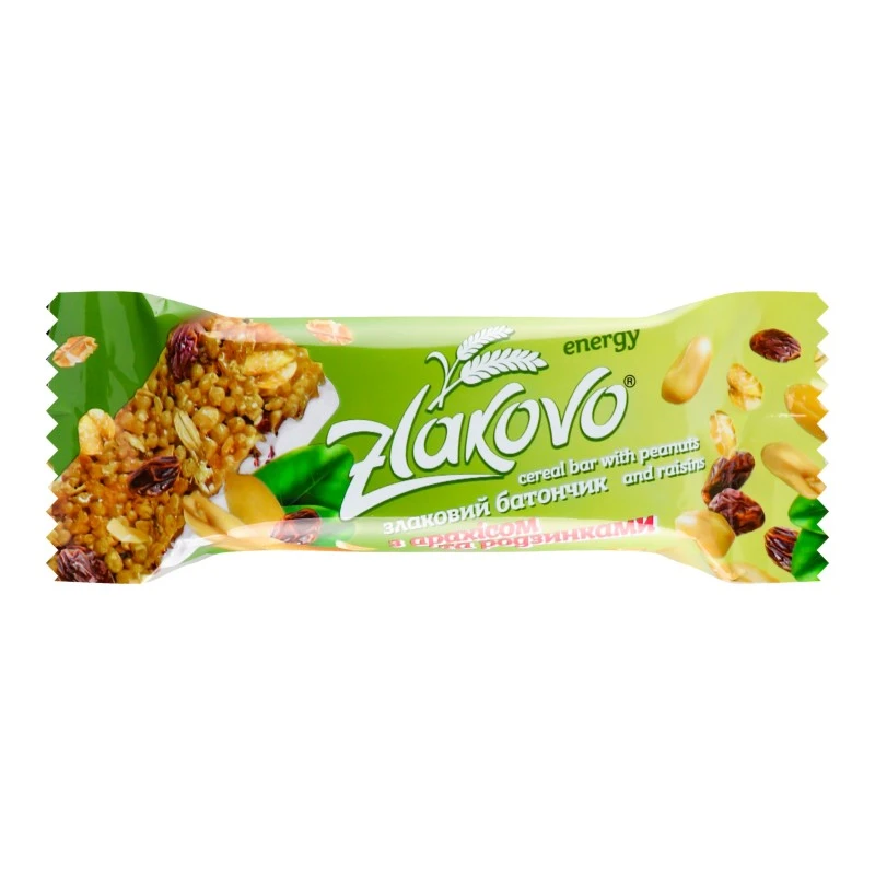 Батончик злаковый с арахисом и изюмом Злаково, 40 г