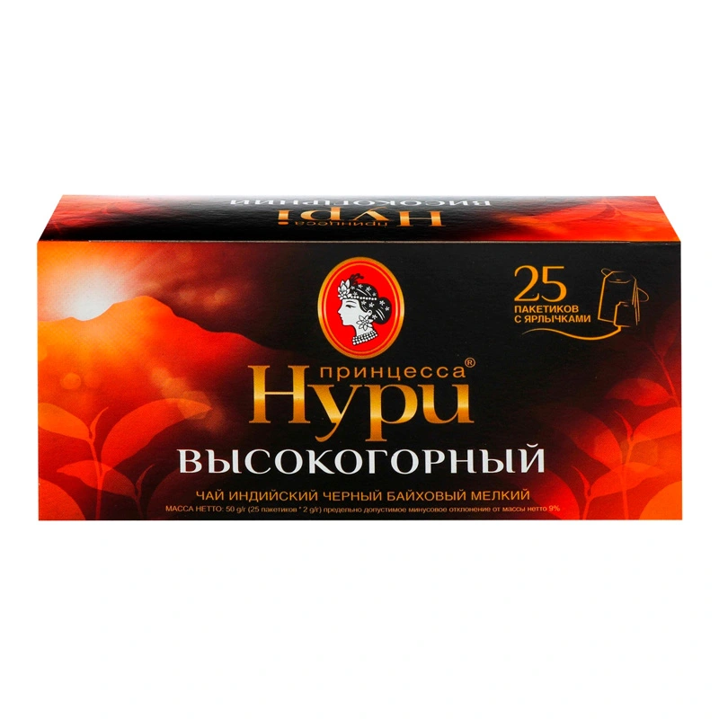 Чай пакетированный черный Высокогорный Принцесса Нури, 25 шт/уп.