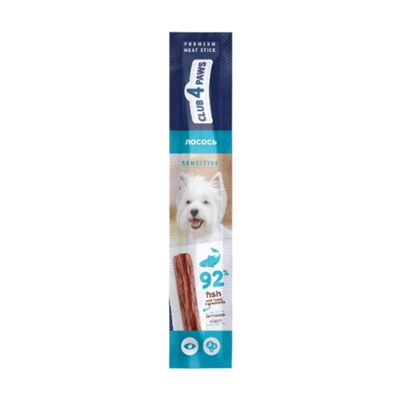 Лакомства для собак Salmon Sensitive Meat stick Premium Club 4 Paws, 12 г