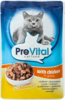 Корм для кошек консервированный с мясом курицы в подливе PreVital д/п 100г