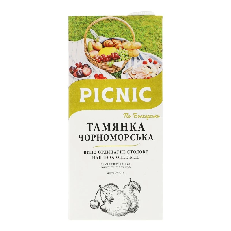 Напиток винный белый полусладкий Тамянка По-Болгарски Picnic, 1 л