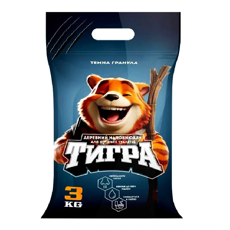 Гигиенический наполнитель древесный Тигра, 3 кг
