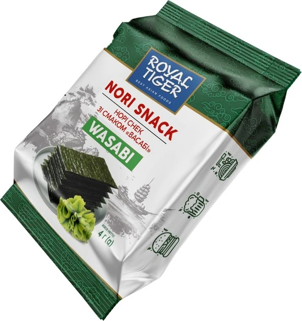 Nori снек со вкусом васаби Royal Tiger, 4 г