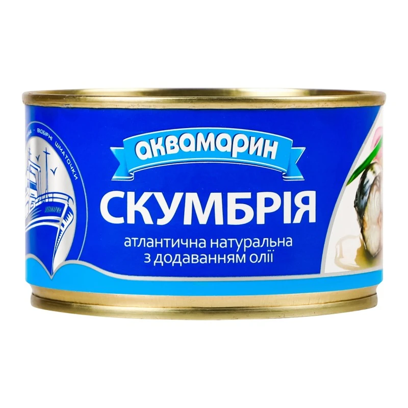 Консервированная скумбрия с добавлением масла  Аквамарин, 230 г