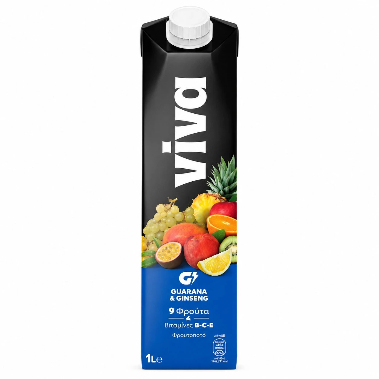 Напиток соковый 9 фруктов гуарана и женьшень Viva, 1 л