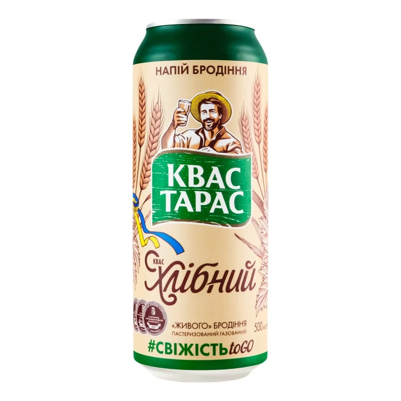 Квас Хлебный ж/б Квас Тарас, 0.5 л