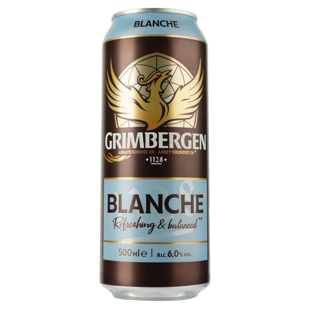 Пиво специальное светлое Blanche ж/б Grimbergen, 0.5 л