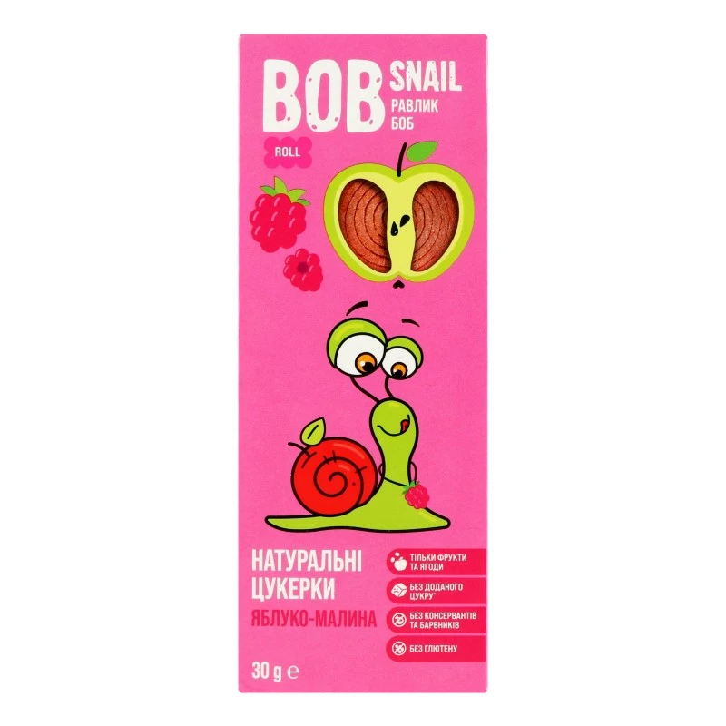 Конфеты фруктовые натуральные Яблочно-Малиновые Bob Snail к/у 30г