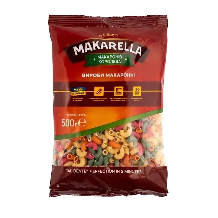Макаронные изделия Рожки 7 Радуга Makarella, 500 г