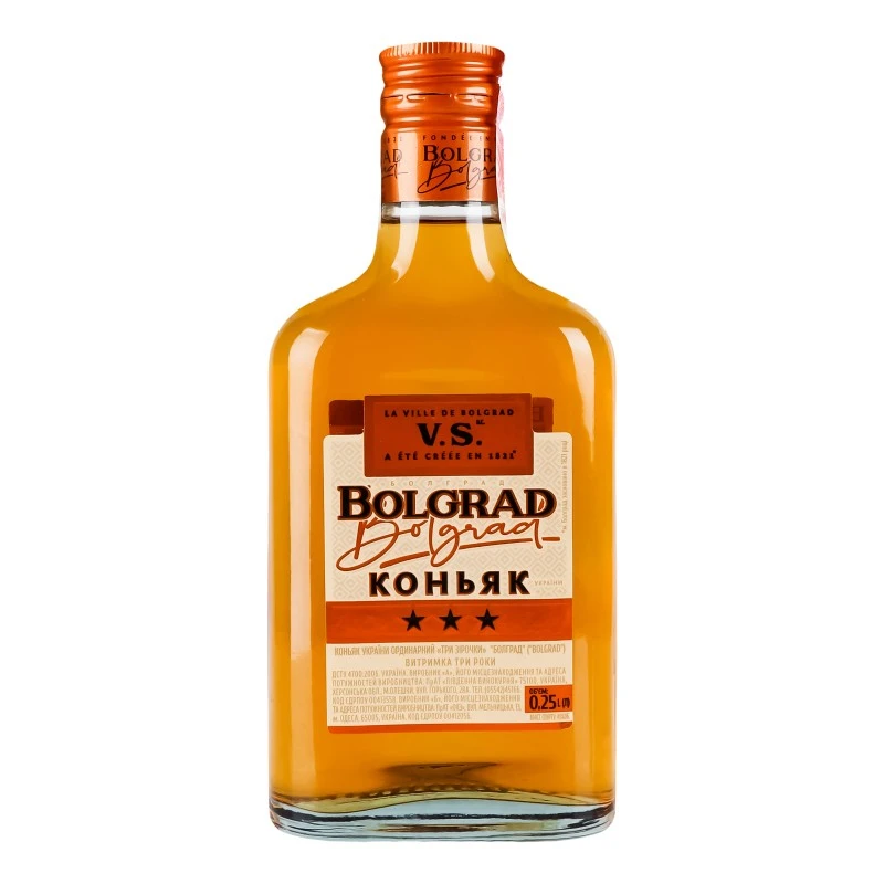 Коньяк 3 звезды Bolgrad, 0.25 л