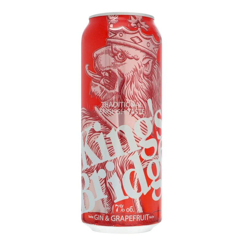 Напиток слабоалкогольный 7% сильногазированный Gin&amp;Grapefruit King&#039;s Bridge ж/б 0.5 л