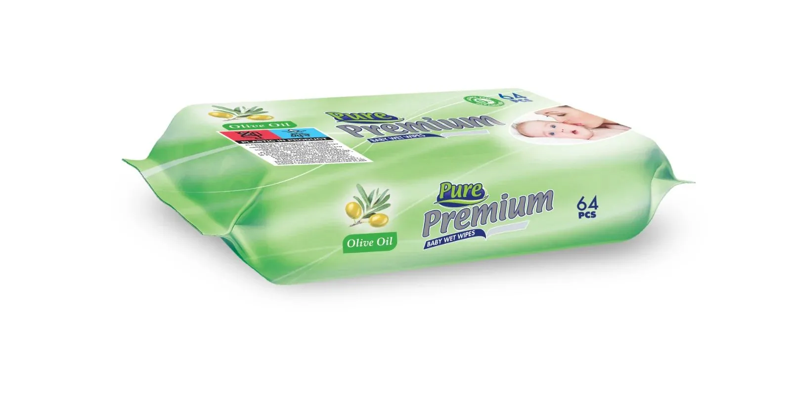 Влажные салфетки Premium в ассортименте Pure, 64 шт/уп.