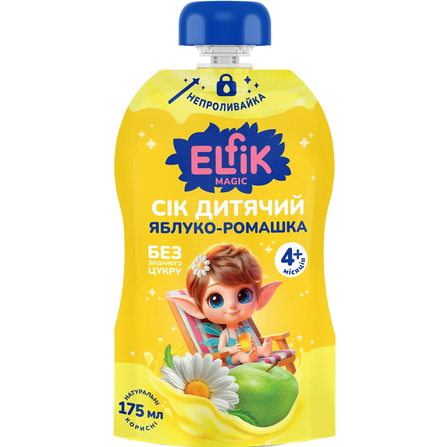 Сок детский яблоко-ромашка дой-пак Elfik Magic, 0.175 г