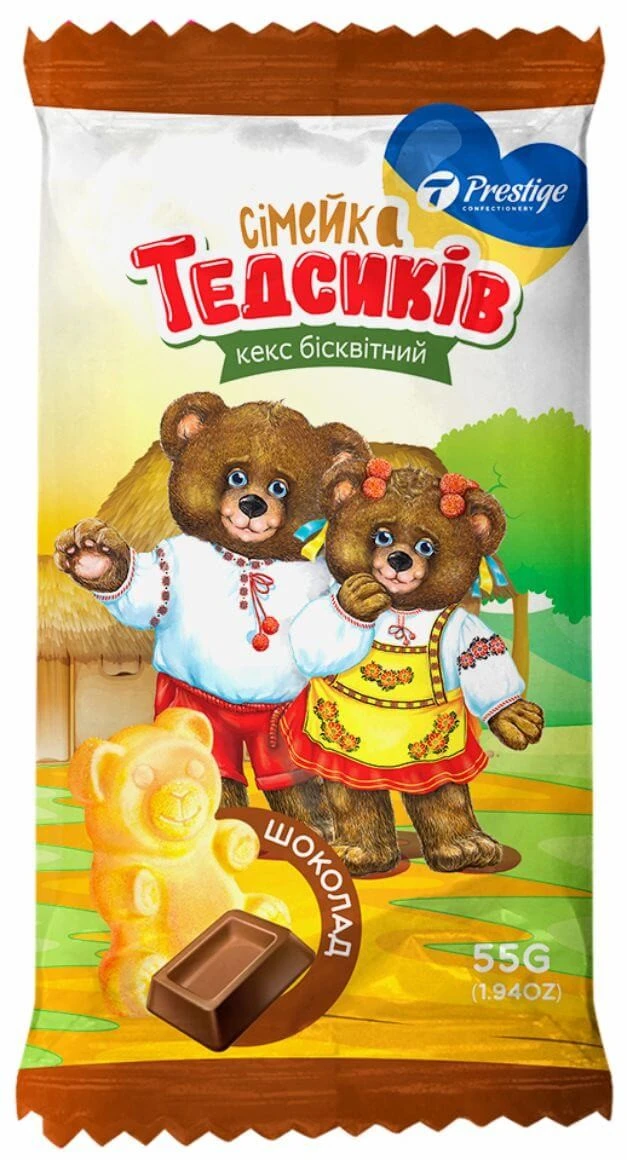 Кекс [Семейка Тедсиковk с начинкой со вкусом шоколада Престиж, 0.055 г