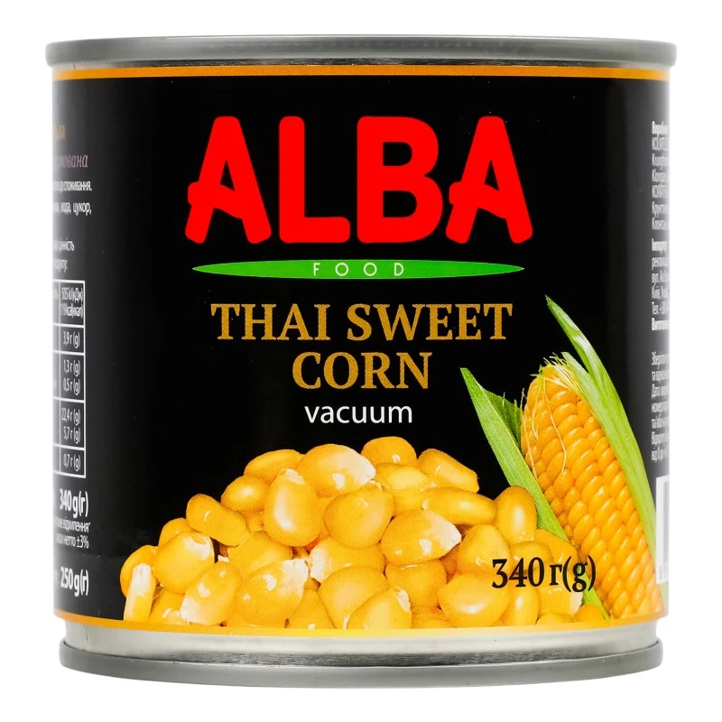 Кукуруза сахарная вакуумированная стерилизованная Alba Food ж/б 340г