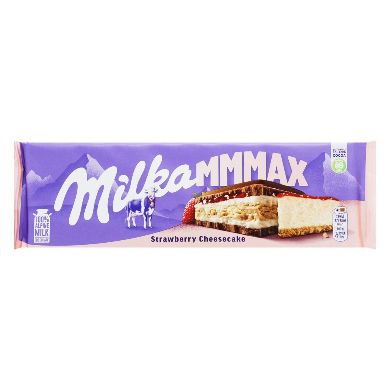 Шоколад молочный с начинкой со вкусом чизкейка, клубничной начинкой и печеньем Mmmax Milka м/у 300г