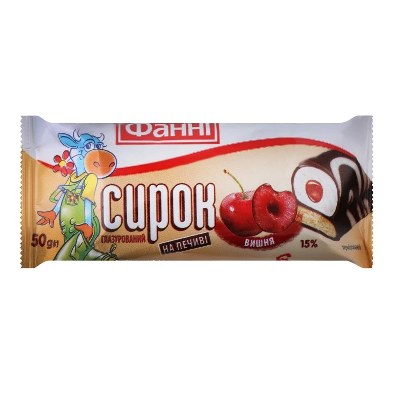 Сырок глазированный 15% на печенье Вишня Фанні, 50 г