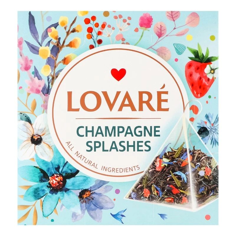 Чай пакетированный черный и зеленый Champagne Splashes Lovare, 15 шт/уп.