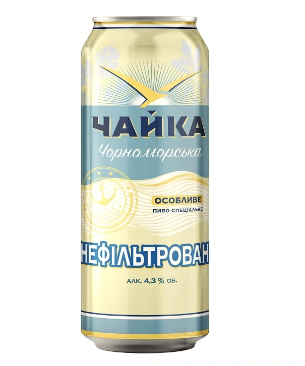 Пиво светлое нефильтрованное ж/б Чайка Черноморская, 0.5 л
