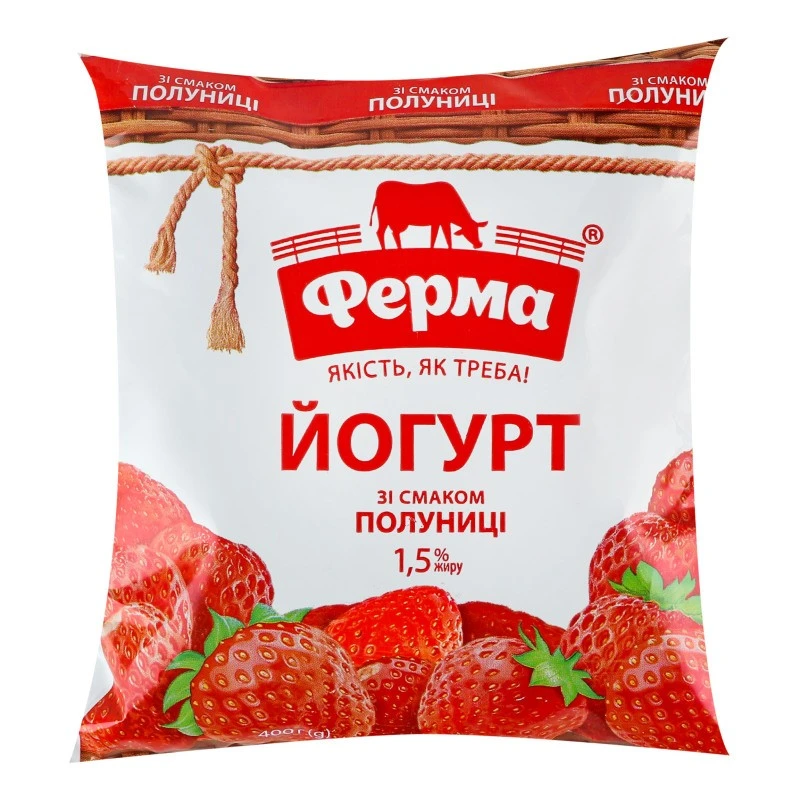 Йогурт 1.5% Клубника Ферма, 400 г