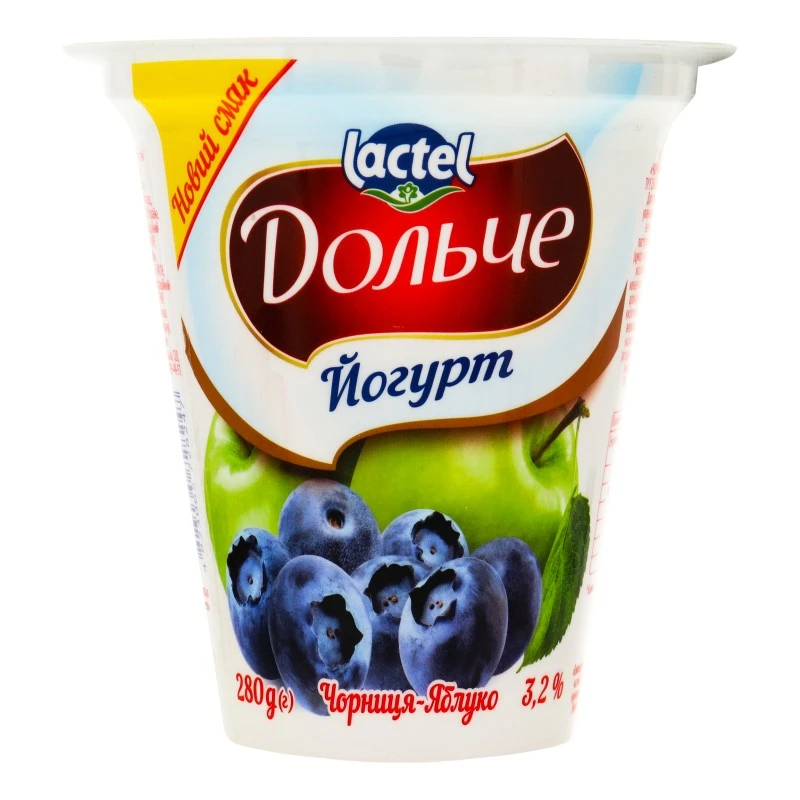 Йогурт 3.2% Черника-яблоко Дольче, 280 г