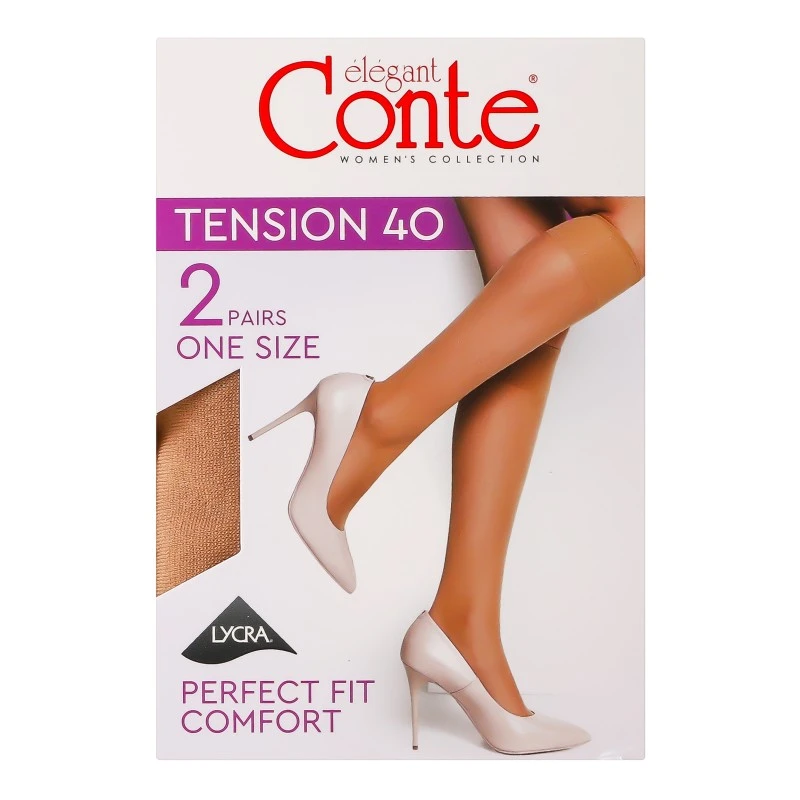 Гольфы женские Tension 40 (2 пары) (EU), р.23-25, Natural Conte Elegant