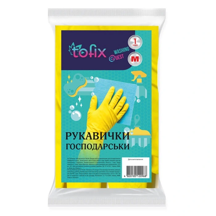 Перчатки хозяйственные латексные M Tofix, шт