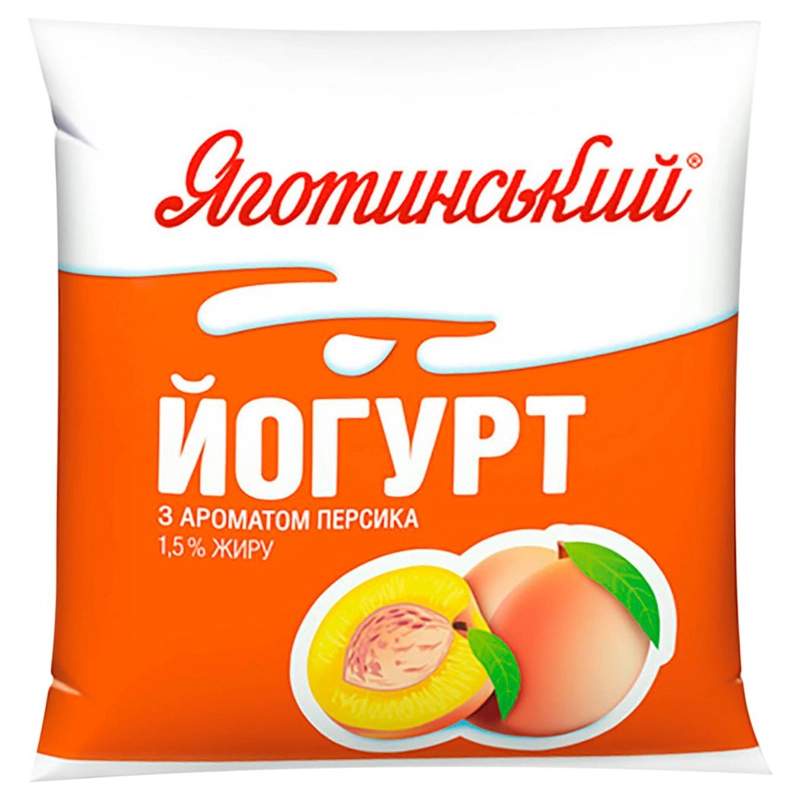 Йогурт 1.5% Персик Яготинський, 400 г