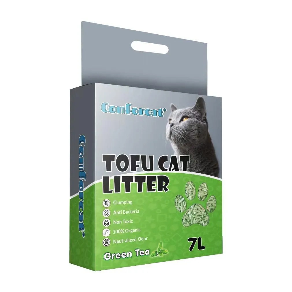 Соевый наполнитель для кошачьего туалета с ароматом зеленого чая Comforcat, 2.5 кг