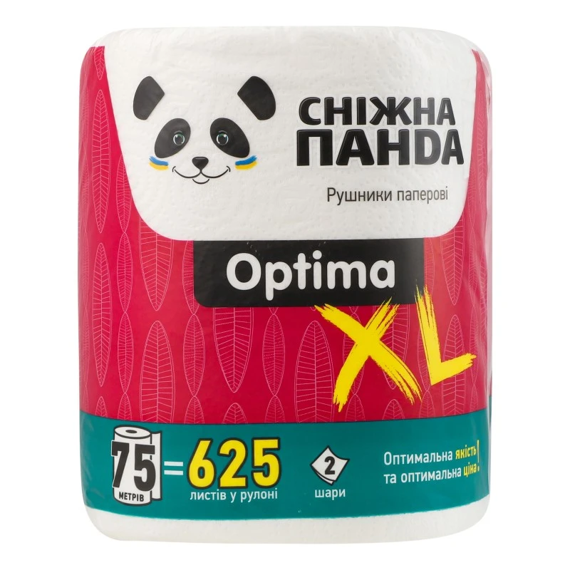 Полотенце бумажное 2-х слойное Optima Компакт 120листов Снежная панда,1 шт /уп.