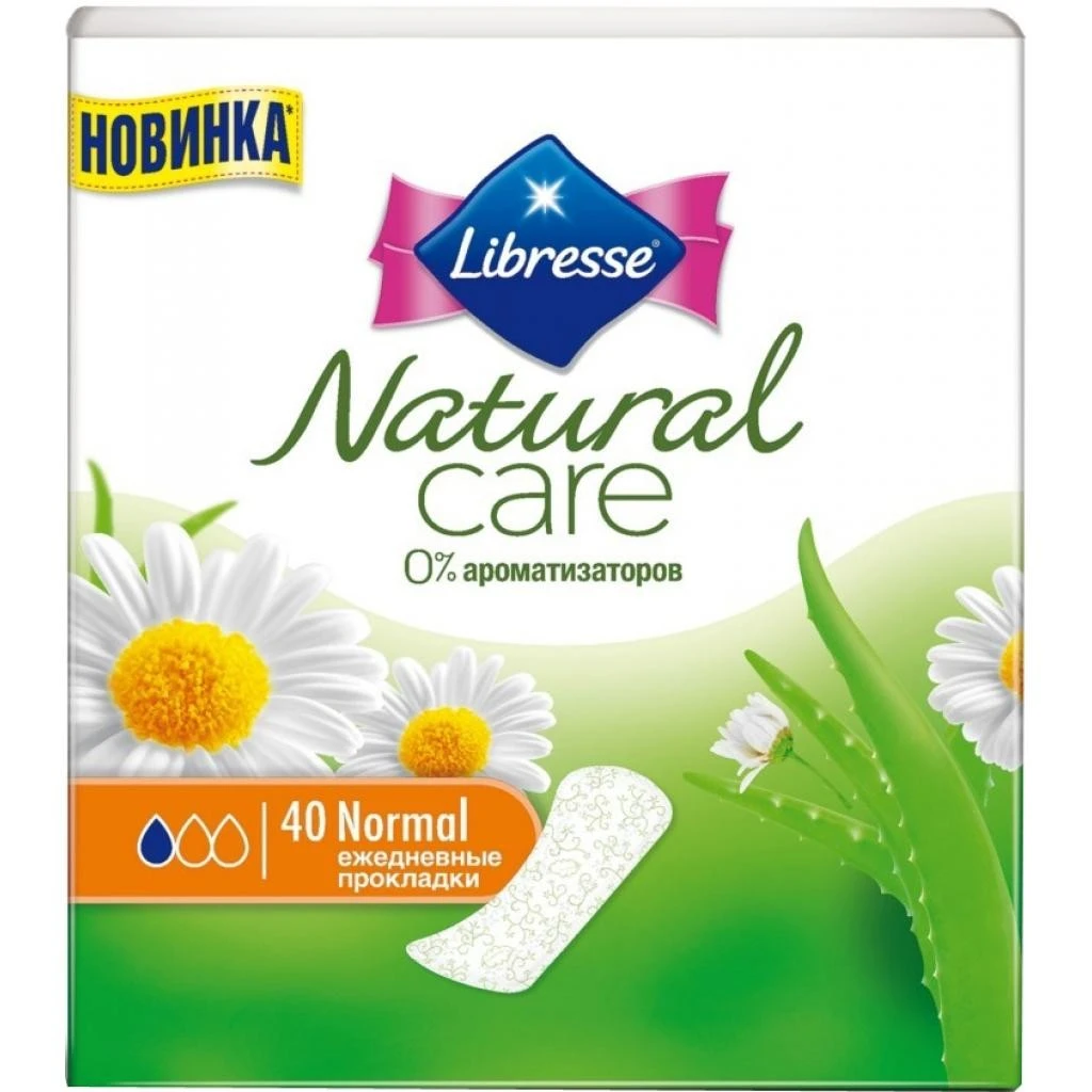 Прокладки гигиенические ежедневные Natural Care Pantyliners Normal Libresse, 40 шт/уп.